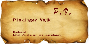 Plakinger Vajk névjegykártya